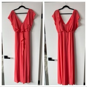 BCBG Flutter Sleeve Dress (Coral)